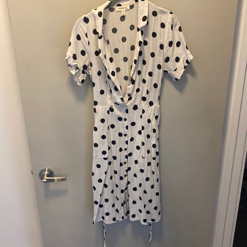 Button up polka dot midi dress